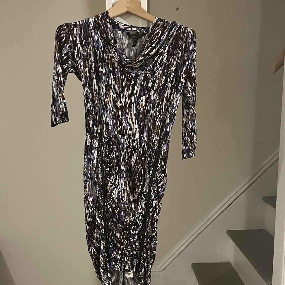 BCBGMaxAzria Long Sleeve Dress - Black, White, Blue